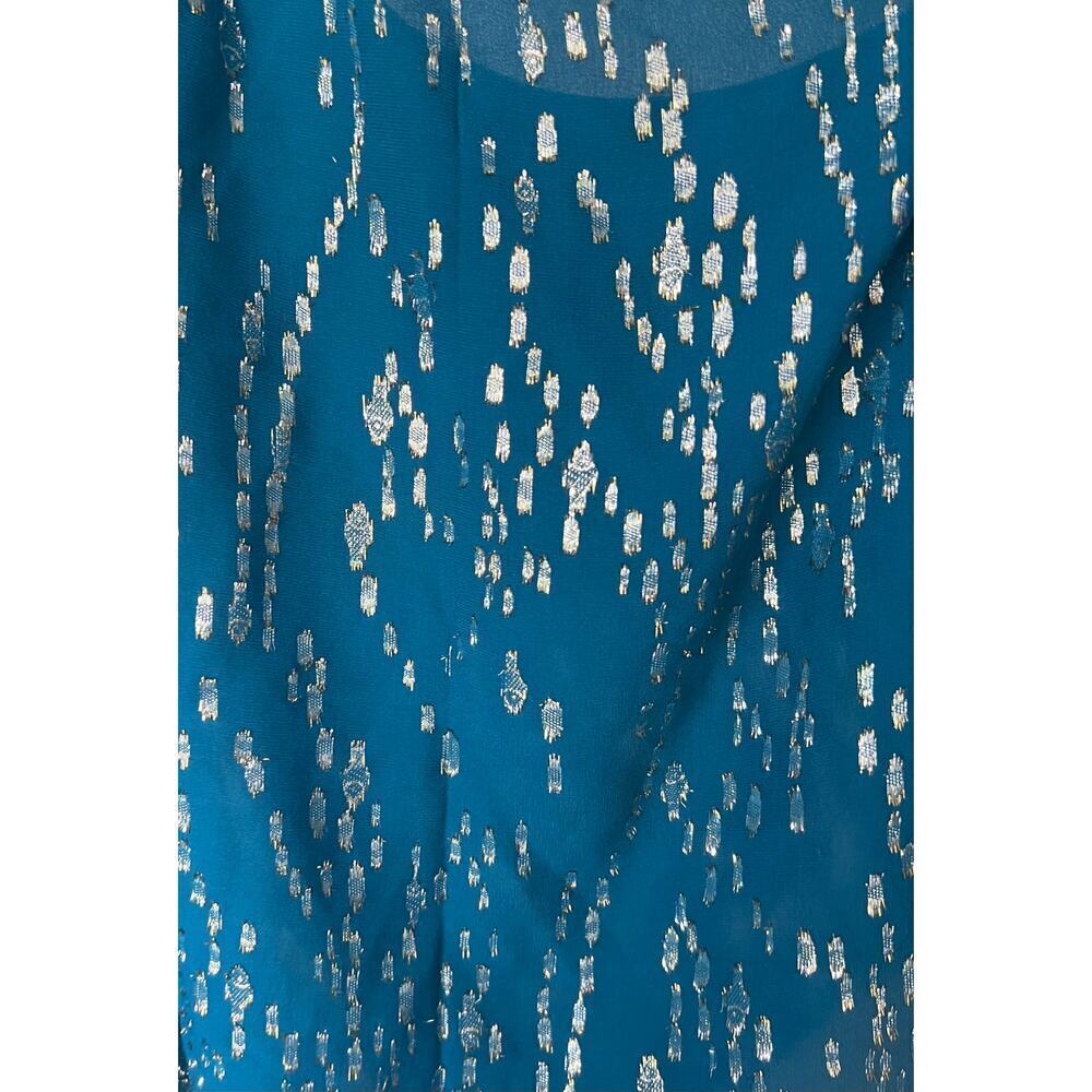 Lilly Pulitzer Teal One-Shoulder Beaded Blouse - Picture 6 of 7